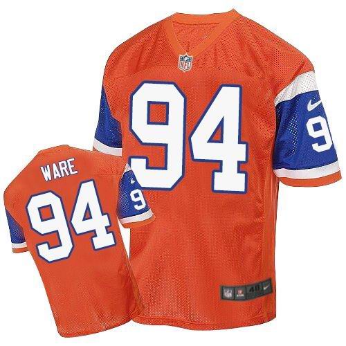 Men's Elite DeMarcus Ware Nike Jersey Orange - #94 Throwback NFL Denver Broncos